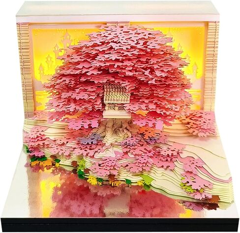 3D Timepiece Calendar 2026 Paper Art Memo Pad with LED Light – Tear-Away Desk Calendar for Record, Planner & Habit Tracker, Bookmark, Gift & Decorative Office Decor in Saudi Arabia