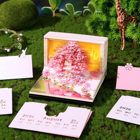 3D Timepiece Calendar 2026 Paper Art Memo Pad with LED Light – Tear-Away Desk Calendar for Record, Planner & Habit Tracker, Bookmark, Gift & Decorative Office Decor in Saudi Arabia