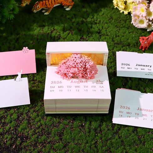 3D Timepiece Calendar 2026 Paper Art Memo Pad with LED Light – Tear-Away Desk Calendar for Record, Planner & Habit Tracker, Bookmark, Gift & Decorative Office Decor in Saudi Arabia