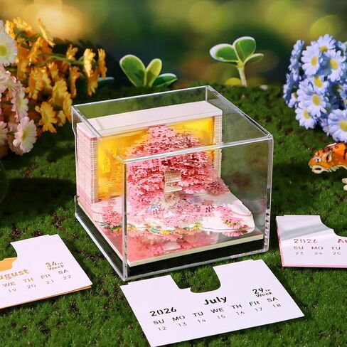 3D Timepiece Calendar 2026 Paper Art Memo Pad with LED Light – Tear-Away Desk Calendar for Record, Planner & Habit Tracker, Bookmark, Gift & Decorative Office Decor in Saudi Arabia