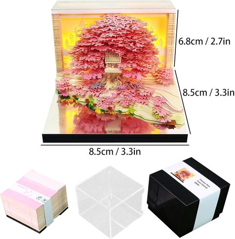 3D Timepiece Calendar 2026 Paper Art Memo Pad with LED Light – Tear-Away Desk Calendar for Record, Planner & Habit Tracker, Bookmark, Gift & Decorative Office Decor in Saudi Arabia