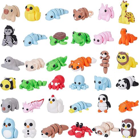 36 PCS Mini 3D Printed Animal Fortines Set ، حيوانات مكتب مرنة مفصلية رائعتين للأطفال ، ومخلوقات البرية ، والحيوان والبحر ، ومكافآت الفصل ، وجوائز الكرنفال ، وديكور المكتب in Kuwait