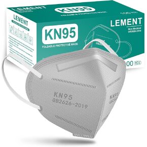 25 قطعة من قناع الوجه KN95 من LEMENT باللون الأسود مكون من 5 طبقات من أقنعة أمان الغبار، كفاءة الفلتر ≥95%، حلقات أذن مرنة قابلة للتنفس، أقنعة سوداء in Kuwait