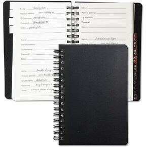 كتاب كلمة المرور السوداء الحالي وربط الدبوس ، 65 صفحة ، 4.5 "× 5 ¾" الحجم المربوطة ، علامات تبويب أبجدية ، منظم الإنترنت للغطاء البلاستيكي لموقع الويب غير المتصل ، تسجيل الدخول ، وتخزين اسم المستخدم in Kuwait