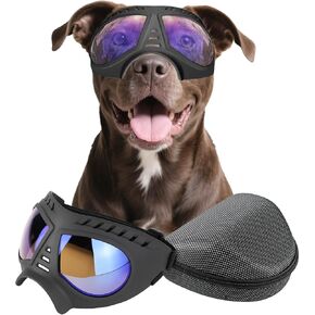 Large Dog Goggles Pet Eyes Protection for Medium to Large Breed, Windproof Snowproof UVproof Dog Sunglasses for Outdoor Hiking/Cycling/Driving, Soft Frame Adjustable Straps, Clear Blue Lens in Saudi Arabia