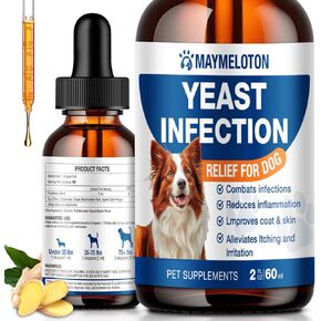 Yeast Infection Treatment for Dogs - Natural Anti Yeast Drops, Ear & Skin Itch Relief, Allergy Symptom Relief, Reduces Inflammation, with Multivitamins Probiotics, 2 Oz in Saudi Arabia