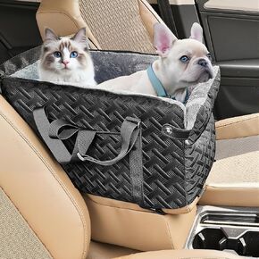 Center Console Dog Car Seat for Small Dogs Cats (Up to 15 lbs) - Washable, Foldable Pet Booster Seat with Safety Hooks, Adjustable Straps & Storage Pocket in Saudi Arabia