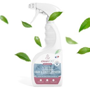 Cat Sterter Box Cleaner & Proine Odor Eliminator | 100 ٪ طبيعية للبول إنزيم أنزيم رذاذ - مزيل للحيوانات الأليفة والرائحة للسجاد ، والخشب الصلب ، والملابس ، والأثاث (1 ، 25.4 أوقية) in Kuwait