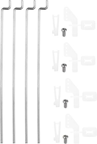 Meccanixity 4pcs 304 من الفولاذ المقاوم للصدأ 1x50mm قضبان دفع الأجزاء ، 4pcs قرون التحكم في نايلون لـ DIY RC Car Poit Airplane Model ، Silver in Saudi Arabia