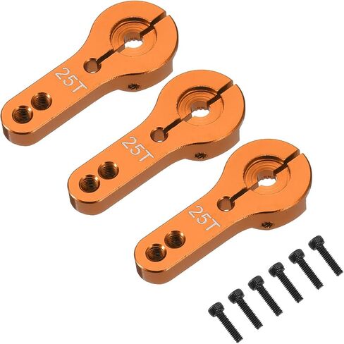Meccanixity 3 PCS Aluminium Sploy 25T Arm Arm Arm Horn for DIY RC Car/Boat/Airplane Boat Assories ، Orange in Kuwait