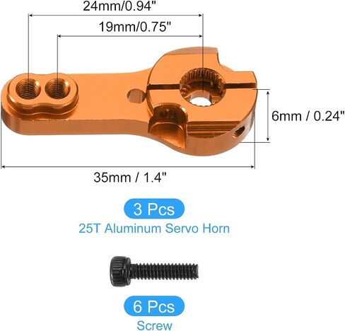 Meccanixity 3 PCS Aluminium Sploy 25T Arm Arm Arm Horn for DIY RC Car/Boat/Airplane Boat Assories ، Orange in Kuwait