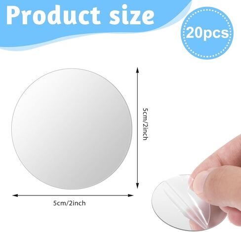 20pcs حجم صغير الحجم مرآة مستديرة ، 2 بوصة لاصق المرايا الصغيرة للحرف اليدوية ، ملصقات جدار المرآة الدائرية الاكريليك للديكور الجدار والطاولة ، مشاريع منزلية DIY ، الزخارف ، الفنون ، لوازم الحرف اليدوية in Kuwait