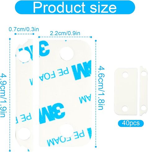 40pcs Adhesive Replacement Tapes for Ring Alarm Contact Sensor 2nd Gen, Premium 20 Sensor Pads & 20 Magnetic Pads Strong Double-Sided Sticky Strips for Easy Installation in Saudi Arabia