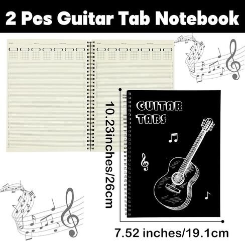 GISGFIM 2 Pack Guitar Tab دفتر Notebook 6-String Blank Sheet Tableature Notebooks for Music Music Writing for Bovens Musicians الطلاب 7.5x10.23 بوصة in Saudi Arabia