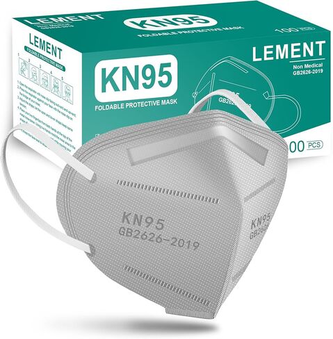 25 قطعة من قناع الوجه KN95 من LEMENT باللون الأسود مكون من 5 طبقات من أقنعة أمان الغبار، كفاءة الفلتر ≥95%، حلقات أذن مرنة قابلة للتنفس، أقنعة سوداء in Kuwait