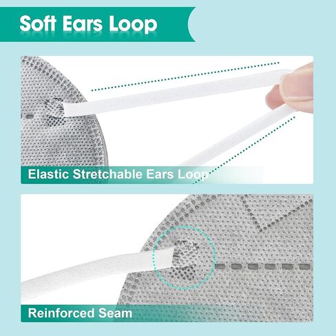 25 قطعة من قناع الوجه KN95 من LEMENT باللون الأسود مكون من 5 طبقات من أقنعة أمان الغبار، كفاءة الفلتر ≥95%، حلقات أذن مرنة قابلة للتنفس، أقنعة سوداء in Kuwait
