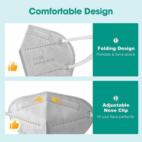 25 قطعة من قناع الوجه KN95 من LEMENT باللون الأسود مكون من 5 طبقات من أقنعة أمان الغبار، كفاءة الفلتر ≥95%، حلقات أذن مرنة قابلة للتنفس، أقنعة سوداء in Kuwait