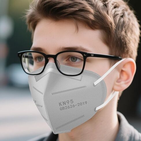 25 قطعة من قناع الوجه KN95 من LEMENT باللون الأسود مكون من 5 طبقات من أقنعة أمان الغبار، كفاءة الفلتر ≥95%، حلقات أذن مرنة قابلة للتنفس، أقنعة سوداء in Kuwait