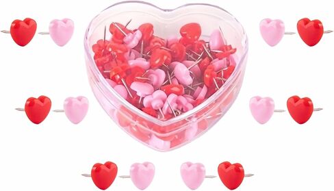Heart Push Pins,Corkboard Nails for Office/Home Decor-Durable Decorative Push Pins for Bulletin Board,Photos,Notes,DIY Crafts,Soft Corkboard,Reusable&Cute Wall Decor (Pink Square Box 100PACK) in Kuwait