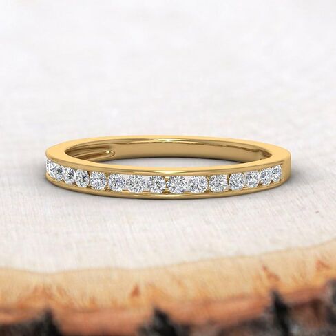 FINEROCK 1/4 Carat Channel Set Diamond Ladies Anniversary Wedding Band in 10K Gold - IGI Certified Valentines Day Gift for her in Saudi Arabia