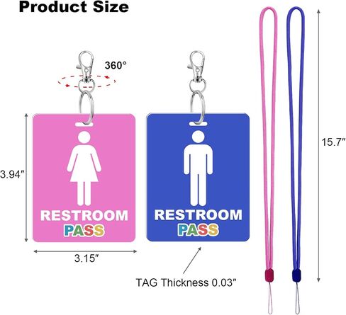 8 مجموعة تمريرة قاعة مرحاة تمريرة الحمام للفصول الدراسية مع حامل المفاتيح Lanyard Blue and Pink Key Tag for Women Men Restaurant Office School Chapricroom in Kuwait