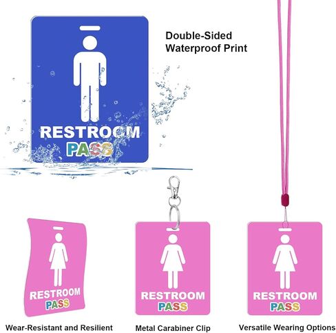 8 مجموعة تمريرة قاعة مرحاة تمريرة الحمام للفصول الدراسية مع حامل المفاتيح Lanyard Blue and Pink Key Tag for Women Men Restaurant Office School Chapricroom in Kuwait