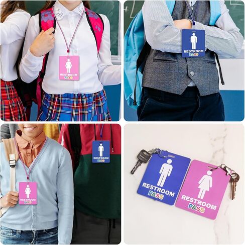 8 مجموعة تمريرة قاعة مرحاة تمريرة الحمام للفصول الدراسية مع حامل المفاتيح Lanyard Blue and Pink Key Tag for Women Men Restaurant Office School Chapricroom in Kuwait
