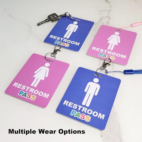 8 مجموعة تمريرة قاعة مرحاة تمريرة الحمام للفصول الدراسية مع حامل المفاتيح Lanyard Blue and Pink Key Tag for Women Men Restaurant Office School Chapricroom in Kuwait