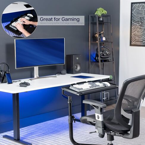 كرسي مكتب Vivo مثبتة على لوحة مفاتيح 26 × 12 بوصة ودرج الماوس ، إمالة مريحة ، دوران كامل 360 درجة ، أسود ، جبل 118CP in Kuwait