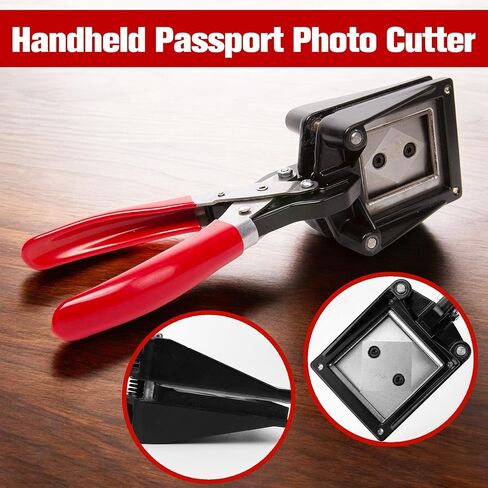 Professional 2'x2 '' Passport Photo Cutter - أداة ثقب معدنية باليد للمعادن المحمولة لصور الهوية ، وبطاقات العمل ، وقطع الورق - وفاة الصلب المتصلب ، والمكاتب والاستخدام العائلي (أسود) in Saudi Arabia