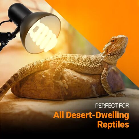 2 Pack 13-Watt Reptile Bulb Desert UVA UVB Light - 10.0 UVB Reptile Light - Compact Florescent Terrarium Bulb Suitable for Desert Reptiles Lizards Bearded Dragons Tortoises CFL UVB Bulb (13 Watt 10.0) in Saudi Arabia