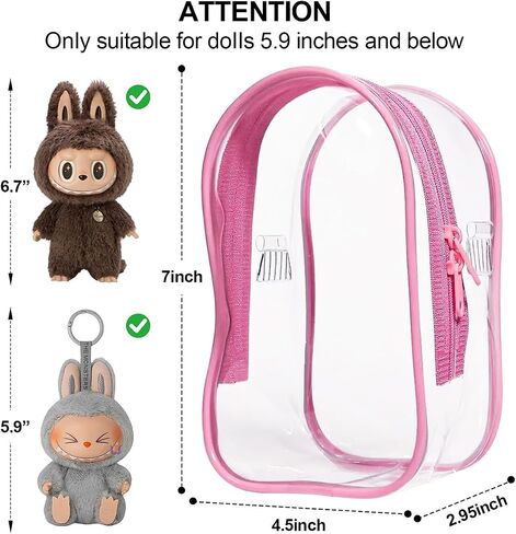 AICase Protective Case for Labubu Plush Doll,Clear Bag for Stadium Events Crossbody Bag Accessories Stadium Approved Clear Purse for Kpop Demon Hunters Ozzy Stray Ateez Saja Concerts Sports Festivals in Saudi Arabia