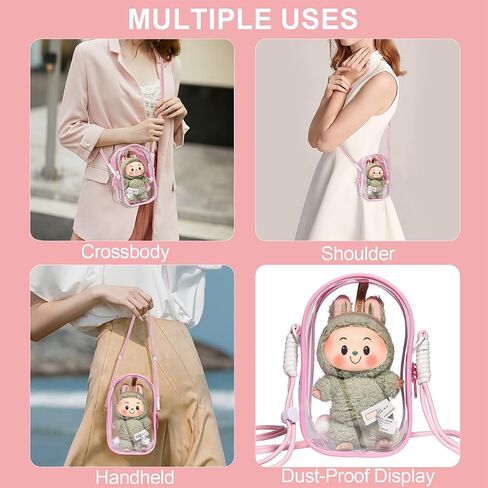 AICase Protective Case for Labubu Plush Doll,Clear Bag for Stadium Events Crossbody Bag Accessories Stadium Approved Clear Purse for Kpop Demon Hunters Ozzy Stray Ateez Saja Concerts Sports Festivals in Saudi Arabia