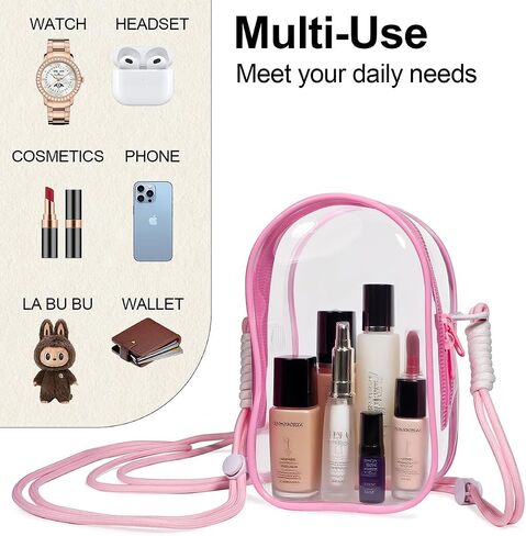 AICase Protective Case for Labubu Plush Doll,Clear Bag for Stadium Events Crossbody Bag Accessories Stadium Approved Clear Purse for Kpop Demon Hunters Ozzy Stray Ateez Saja Concerts Sports Festivals in Saudi Arabia