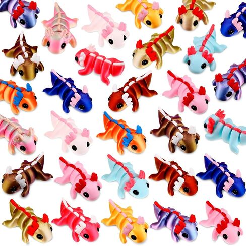 Honoson 24 PCS ثلاثية الأبعاد المطبوعة Axolotl Toy 3D طباعة الحيوانات الصغيرة مرنة مرنة اللطيف التعريفي التغلب in Saudi Arabia