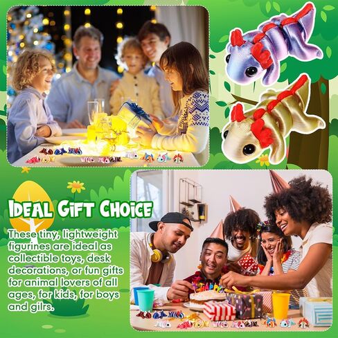 Honoson 24 PCS ثلاثية الأبعاد المطبوعة Axolotl Toy 3D طباعة الحيوانات الصغيرة مرنة مرنة اللطيف التعريفي التغلب in Saudi Arabia