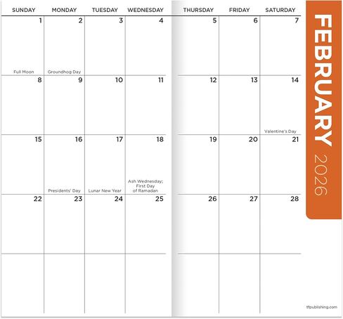 TF Publishing 2026-2027 Maxine Small Monthly Pocket Planner with 2 Page Large Calendar Grid and Lined Notes Section - 2 Year Pocket Calendar 2026-2027 Perfect for Purse - 3.5in x 6.5in in Saudi Arabia