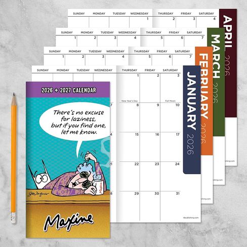 TF Publishing 2026-2027 Maxine Small Monthly Pocket Planner with 2 Page Large Calendar Grid and Lined Notes Section - 2 Year Pocket Calendar 2026-2027 Perfect for Purse - 3.5in x 6.5in in Saudi Arabia