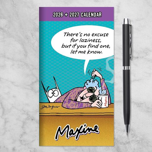 TF Publishing 2026-2027 Maxine Small Monthly Pocket Planner with 2 Page Large Calendar Grid and Lined Notes Section - 2 Year Pocket Calendar 2026-2027 Perfect for Purse - 3.5in x 6.5in in Saudi Arabia