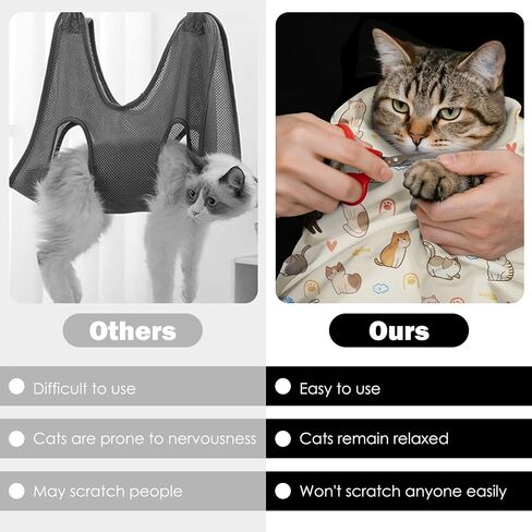 27.6 "Cat Grooming Wrap ، غلاف قط لاصق ذاتي لقطع الأظافر ، غلاف قماط Cat المضاد للاحتفال لتنظيف الأذن ، بطانية مقاومة للقطب ، أداة ضبط الأليفة (6-10 رطل) in Kuwait