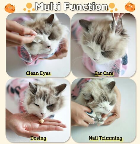 Cat Wrap for Grooming-Premium Cat Grooming Wrap Cat Restraint for Nail Clipping, Self-Adherent Soft Cat Blanket to Wrap Cat Anti-Scratch Anti-Escape Grooming Bag (Pink, L(Within 9lbs)) in Saudi Arabia