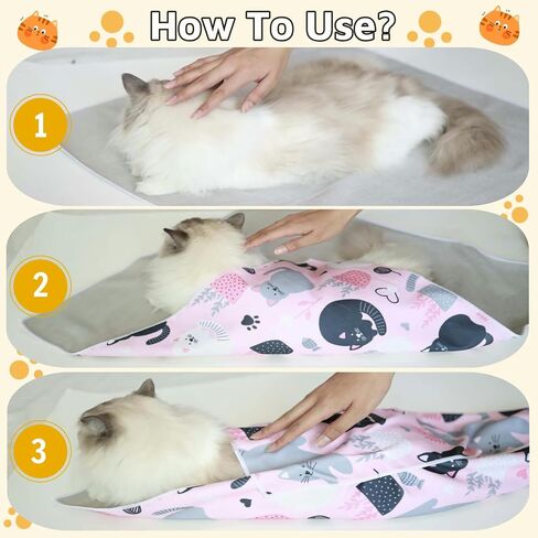 Cat Wrap for Grooming-Premium Cat Grooming Wrap Cat Restraint for Nail Clipping, Self-Adherent Soft Cat Blanket to Wrap Cat Anti-Scratch Anti-Escape Grooming Bag (Pink, L(Within 9lbs)) in Saudi Arabia