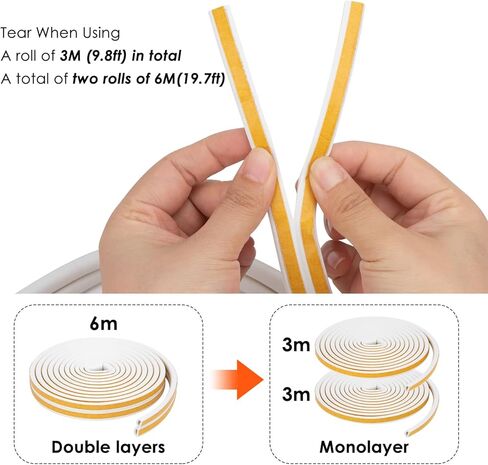 YOUSHARES Door Weather Stripping - Self Adhesive Foam Seal Strip Weatherstripping for Doors Frame and Windows Gaps, Weatherstrip Anti-Collision D Type Door Seal Strip 20 Feet (Brown) in Kuwait