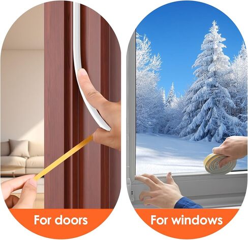 YOUSHARES Door Weather Stripping - Self Adhesive Foam Seal Strip Weatherstripping for Doors Frame and Windows Gaps, Weatherstrip Anti-Collision D Type Door Seal Strip 20 Feet (Brown) in Kuwait