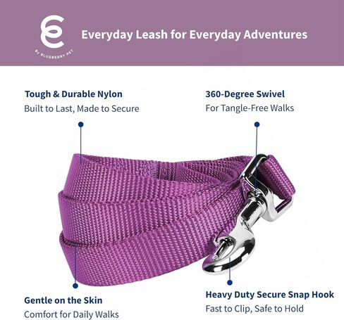 مقود كلب كلاسيكي متين من Blueberry Pet Essentials مكون من 21 لونًا مقاس 5 أقدام × 3/4 بوصة، أحمر داكن، متوسط، مقاود نايلون أساسية للكلاب in Kuwait