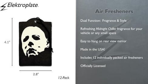 Elektroplate Air Fresheners | Offically Licensed Michael Myers Car Air Freshener from Halloween Movie | Hanging Paper Horror Michael Myers Halloween Midnight Chiller Long Lasting Scent (12-Count) in Saudi Arabia