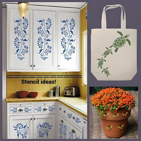 Art Art Angel 3 Stencil - 7.5 "× 4" علامات الفنون الشعبية المستعمرة DIY قالب مايلار القابل لإعادة الاستخدام لطلاء الفنانين الشعبيين في المزرعة الأوائل الأمريكية - الاستنسل الفني in Saudi Arabia