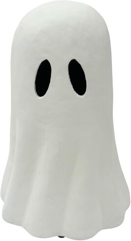 11" White Paper Mache Ghost Halloween Decoration – DIY-Friendly, Lightweight Tabletop Decor, Eco-Friendly Craft for Fall or Haunted Displays in Saudi Arabia