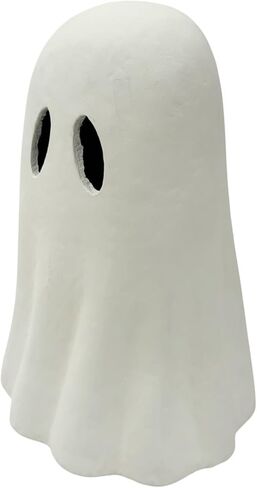 11" White Paper Mache Ghost Halloween Decoration – DIY-Friendly, Lightweight Tabletop Decor, Eco-Friendly Craft for Fall or Haunted Displays in Saudi Arabia