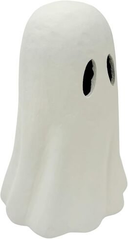 11" White Paper Mache Ghost Halloween Decoration – DIY-Friendly, Lightweight Tabletop Decor, Eco-Friendly Craft for Fall or Haunted Displays in Saudi Arabia